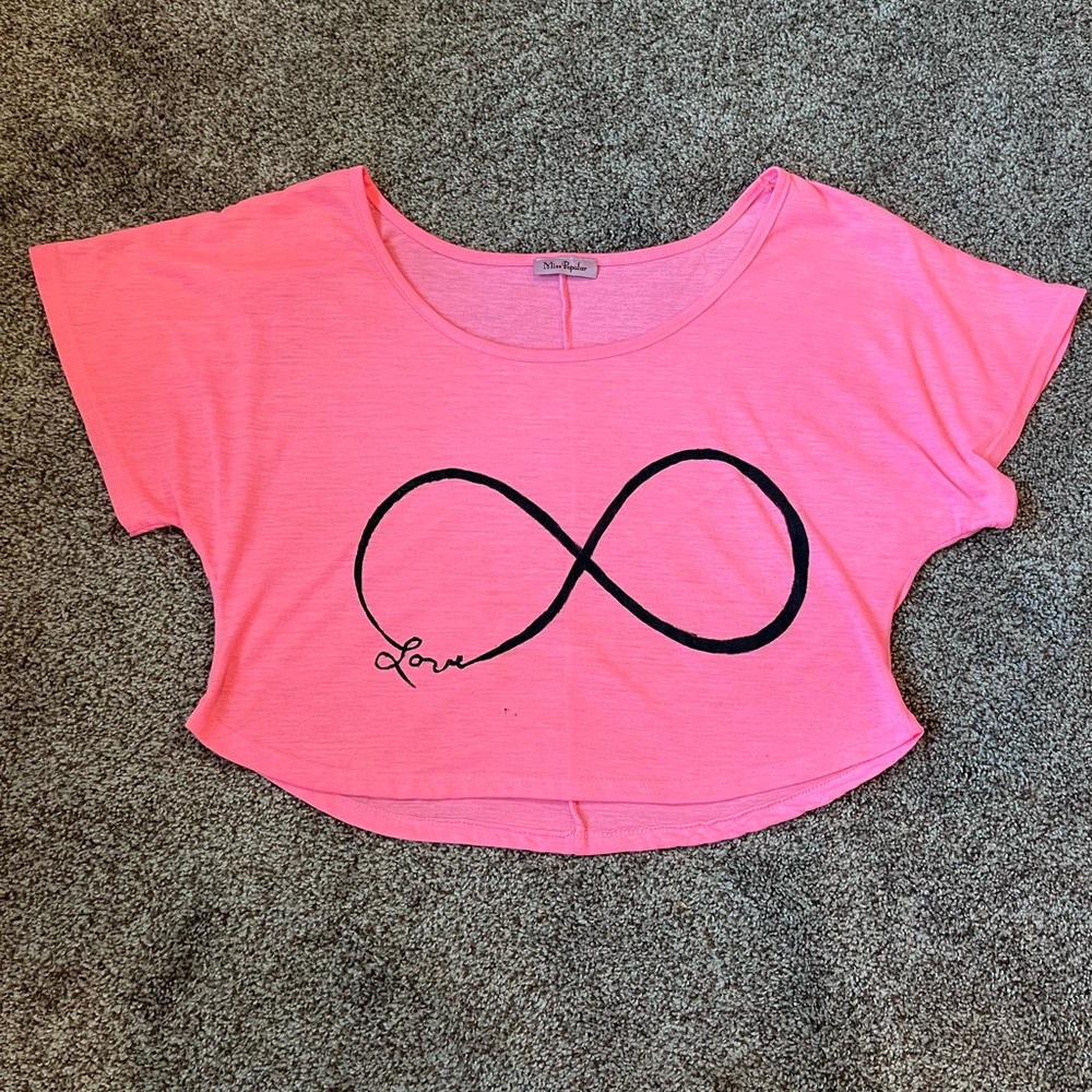 Pink Crop Top with Infinity Love Design